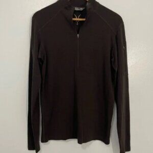 Ibex Dark Brown Wool Half Zip Long Sleeve Layering Top Size M